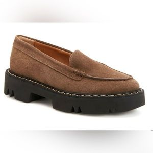 NWT $440 AQUATALIA Hayley Water Resistant Platform Loafer TAUPE SZ 8